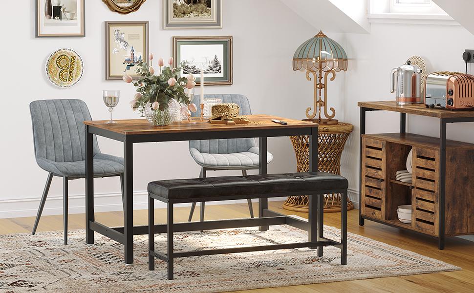 Küchentisch, Esstisch, 120 x 75 x 75 cm, Esszimmertisch für 4 Personen, Kaffeetisch, Wohnzimmer, Esszimmer, Stahlgestell, einfacher Aufbau