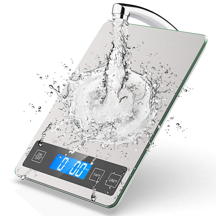 Küchenwaage Digital，Küchenwaage 10KG Grau Digitalwaage Haushaltswaage digital, Elektronische Waage küchen mit Großer Edelstahl Wiegefläche