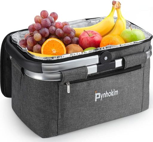 Kühlkorb 22L Kühltasche isolierte Picknickkorb Große Thermokorb Einkaufskorb Isoliertasche Faltbar Lunchtasche Picknicktasche-für Reisen/Picknick