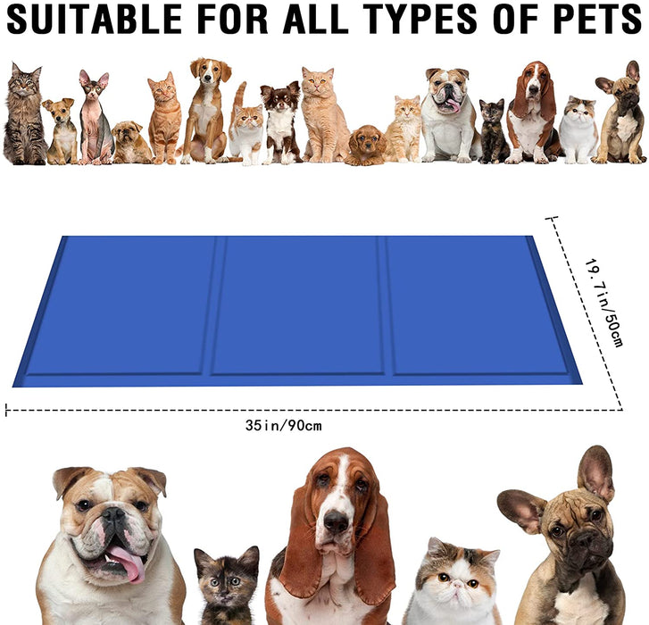 Kühlmatte Hunde Katzen 90 x 50cm,Kuhlmatte für Hund & Katze mit Ungiftiges Gel,Haustier Eismatte Selbstkühlende Matte Hunde Kühl Hundedecke