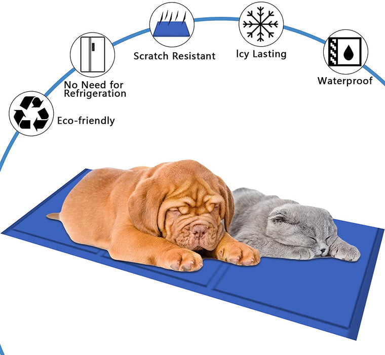 Kühlmatte Hunde Katzen 90 x 50cm,Kuhlmatte für Hund & Katze mit Ungiftiges Gel,Haustier Eismatte Selbstkühlende Matte Hunde Kühl Hundedecke