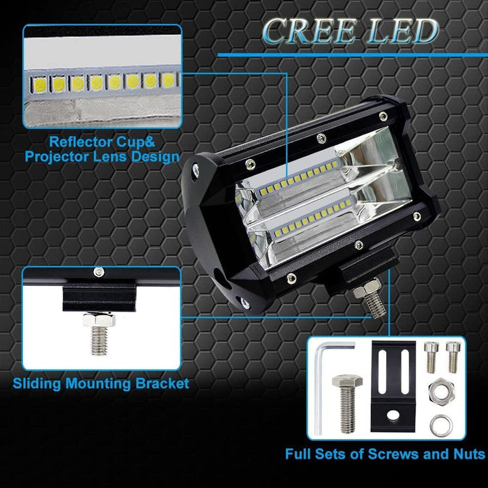 LED Arbeitsscheinwerfer, 10800LM 24 LED Zusatzscheinwerfer DC 12-24V 72W 5 Inch Auto Scheinwerfer Offroad Flutlicht Spotlight 6000K 