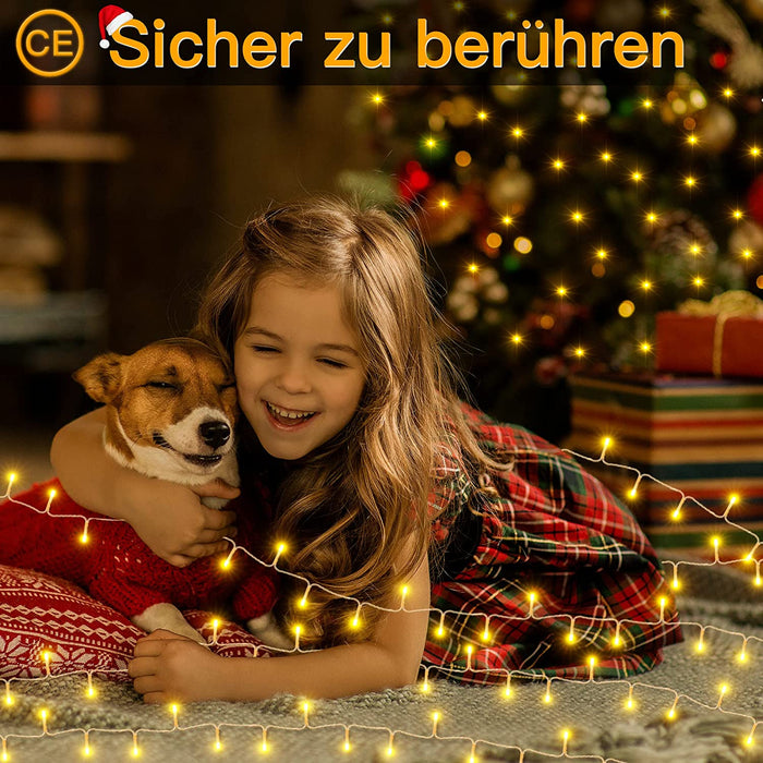 LED Lichterkette Außen, 20m 200LED Lichterkette Weihnachtsbaum mit Fernbedienung & Timer, 8 Modi IP44 Wasserdicht Warmweiß Lichterkette