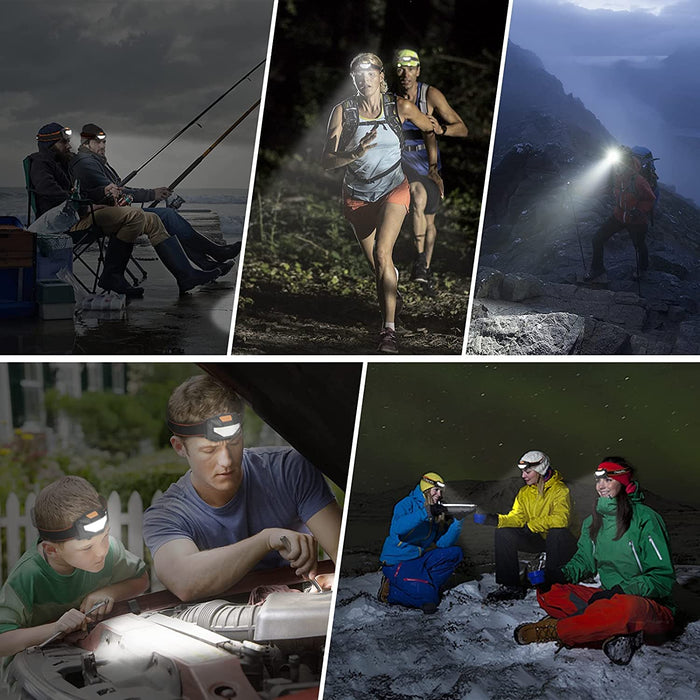 LED Stirnlampe, 2 Stück LED Kopflampe 3 Lichtmodi 140 Lumen 60° Einstellbarer, Wasserdicht Leichtgewichts, Superhell LED Stirnlampen 