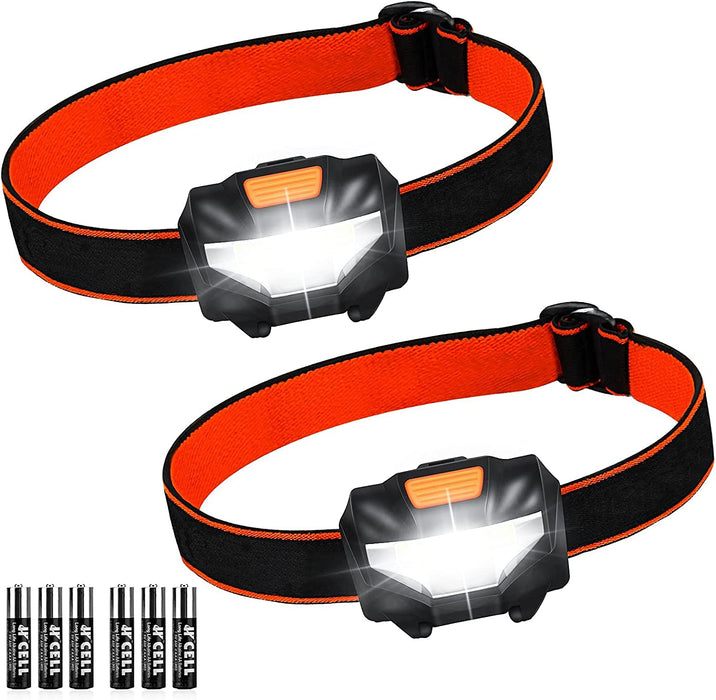 LED Stirnlampe, 2 Stück LED Kopflampe 3 Lichtmodi 140 Lumen 60° Einstellbarer, Wasserdicht Leichtgewichts, Superhell LED Stirnlampen 
