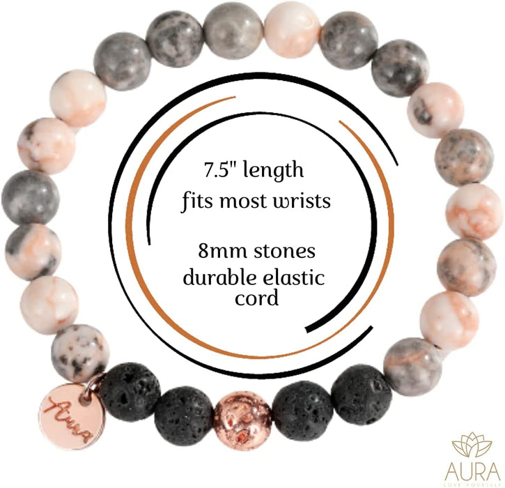Lavastein-Perlenarmband mit ätherischem Öl - Yoga-Perlen-Armband mit Diffusor für ätherische Öle, ideal gegen Angst, Stress, hilft beim Entspannen