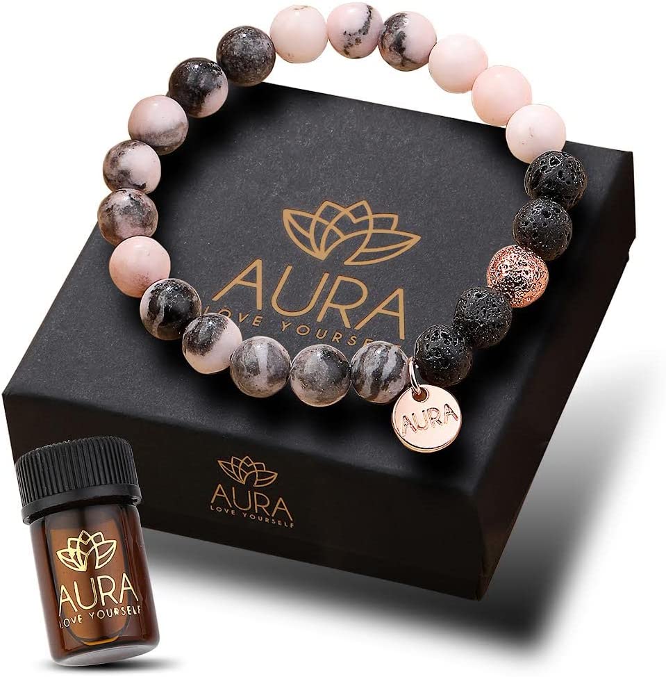 Lavastein-Perlenarmband mit ätherischem Öl - Yoga-Perlen-Armband mit  Diffusor für ätherische Öle, ideal gegen Angst, Stress, hilft beim  Entspannen