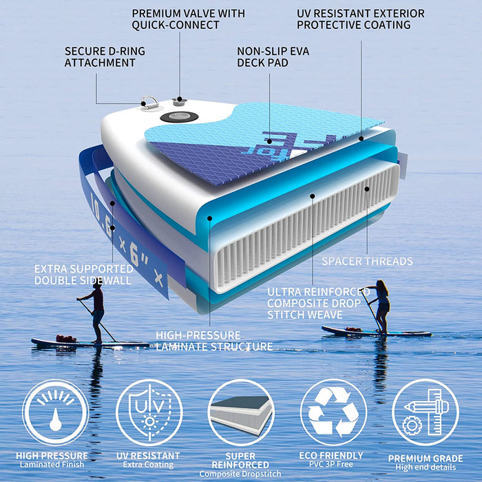 Stand Up Paddle Board - Leader Accessories All-Round SUP Board aufblasbar SUP Brett 