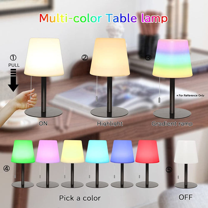 Led Akku Outdoor Tischlampe,LED Modern Creative led tischleuchte kabellos mit dimmbaren 7 Farben, USB Aufladbar Kordellampe Farbwechsel Nachtlicht 