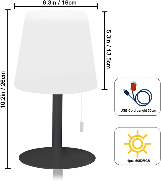 Led Akku Outdoor Tischlampe,LED Modern Creative led tischleuchte kabellos mit dimmbaren 7 Farben, USB Aufladbar Kordellampe Farbwechsel Nachtlicht 