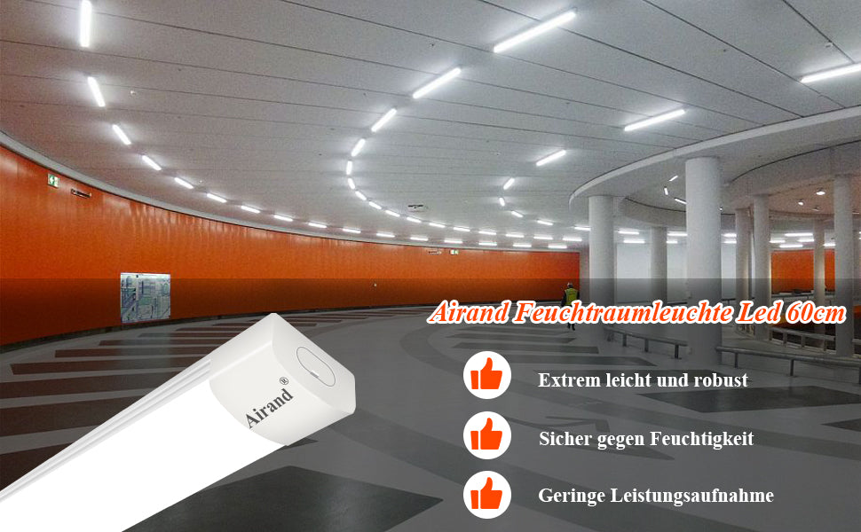 Led Feuchtraumleuchte 60CM 18W Led Röhre Reihenschaltung Werkstattlampe IP66 Wasserfest Leuchte für Garage Keller Werkstatt Feuchtraum