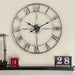 Leise Wanduhr, europäisches Bauernhaus, Vintage-Uhr mit römischen Ziffern, 40 cm, Nicht tickend, batteriebetrieben, Metallskelett, dekorative Uhr für Zuhause, Küche, Café (Silber)