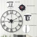 Leise Wanduhr, europäisches Bauernhaus, Vintage-Uhr mit römischen Ziffern, 40 cm, Nicht tickend, batteriebetrieben, Metallskelett, dekorative Uhr für Zuhause, Küche, Café (Silber)