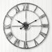 Leise Wanduhr, europäisches Bauernhaus, Vintage-Uhr mit römischen Ziffern, 40 cm, Nicht tickend, batteriebetrieben, Metallskelett, dekorative Uhr für Zuhause, Küche, Café (Silber)