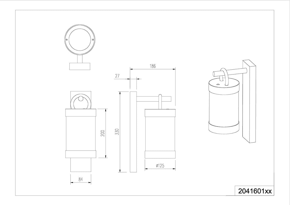 Leuchten Außen Wandleuchte Sambesi, Alumniumguss Anthrazit , Acryl klar, exkl. 1 x E27