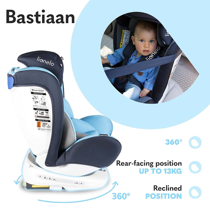 Lionelo Bastiaan Kindersitz Auto Kindersitz Isofix und Top Tether Kindersitz Drehbar um 360 Grad Autositz Gruppe 0 1 2 3 ab Geburt bis 36 kg 