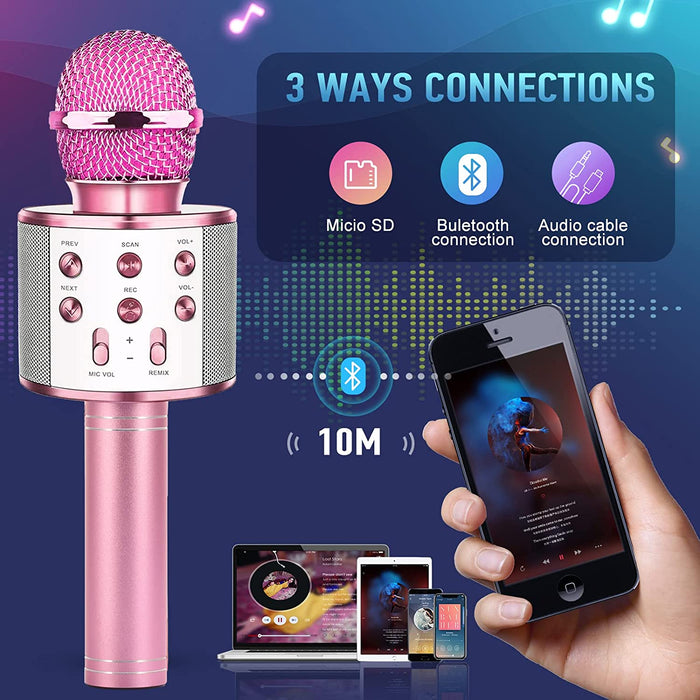 Mädchen Spielzeug 4-12 Jahre, Karaoke Mikrofon Kinder Mädchen Geschenk 4-12 Jahre Junge Spielzeug 5-10 Jahre, Bluetooth Drahtloses Mikrofon