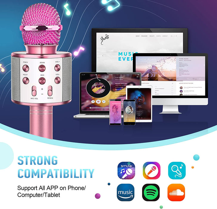 Mädchen Spielzeug 4-12 Jahre, Karaoke Mikrofon Kinder Mädchen Geschenk 4-12 Jahre Junge Spielzeug 5-10 Jahre, Bluetooth Drahtloses Mikrofon