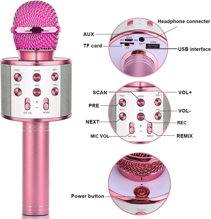 Spaß Spielzeug für 3-12 Jahre Mädchen, Mikrofon für Kinder Karaoke-Mikrofon