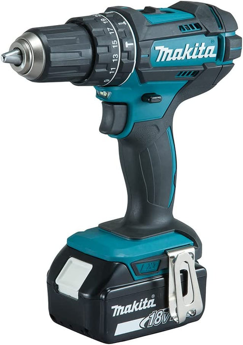 Makita Akku-Schlagbohrschrauber 18V / 3,0 Ah, 2 Akkus + Ladegerät im Alukoffer + 96-tlg. Zubehör-Set