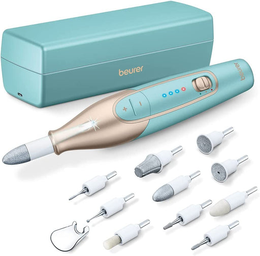 Maniküre-/Pediküreset, elektrische Nagelfeile mit Akku, 10 Aufsätze, LED-Licht, inkl. Aufbewahrungsetui, bis zu 4400 U/min, Nagelset zur Hand- und Fußpflege