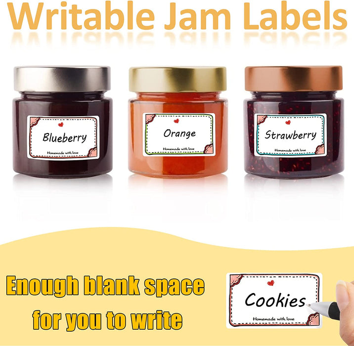 Marmeladen Etiketten - Vaktop 540 Stück Etiketten Selbstklebend, Aufkleber zum Beschriften, Etiketten zum Beschriften, Marmeladengläser - für Gläser