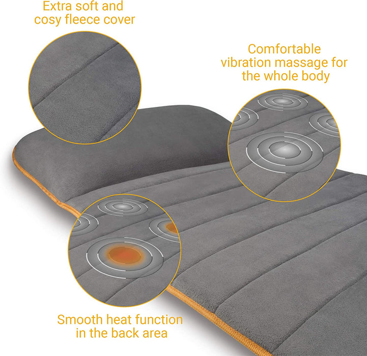 Massagematte elektrisch, Ganzkörper, 5 Programme, 4 Massagezonen, Wärmefunktion, Massageauflage mit Fleece-Bezug, Massageliege mit 2 Intensitäten 
