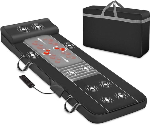 Massagematte mit Wärmefunktion, Shiatsu-Rückenmassagegerät und 10 Vibrationsmotoren, elektrisches Ganzkörpermassagematte, Massagegerät für Nacken