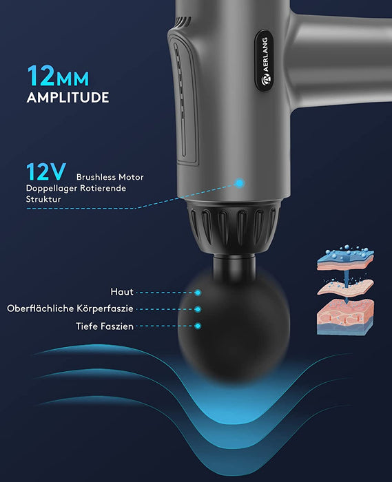 Massagepistole, Muskel Massage Pistole für Nacken, Schulter, Rücken, Massagegerät mit 20 Geschwindigkeiten und 6 Köpfen, Massage Gun für zu Hause