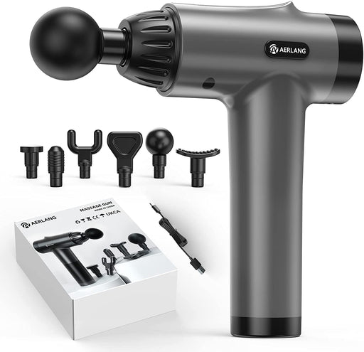 Massagepistole, Muskel Massage Pistole für Nacken, Schulter, Rücken, Massagegerät mit 20 Geschwindigkeiten und 6 Köpfen, Massage Gun für zu Hause