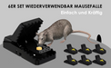 Mausefalle, 6er Set Profi Mäusefalle Schlagfalle Rattenfalle, Wiederverwendbar Mouse Trap Profi Mausefallen in Haus und Garten