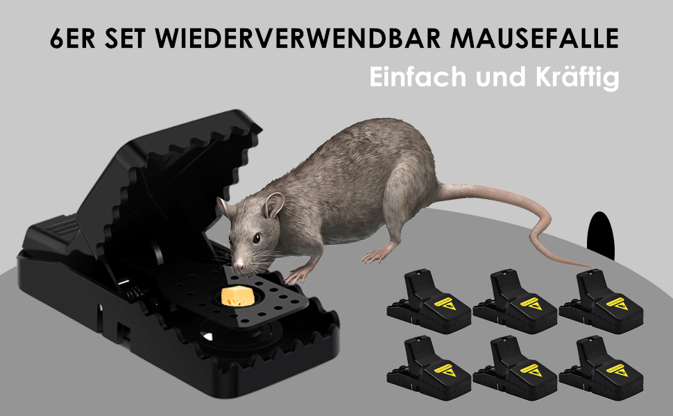 Mausefalle, 6er Set Profi Mäusefalle Schlagfalle Rattenfalle, Wiederverwendbar Mouse Trap Profi Mausefallen in Haus und Garten