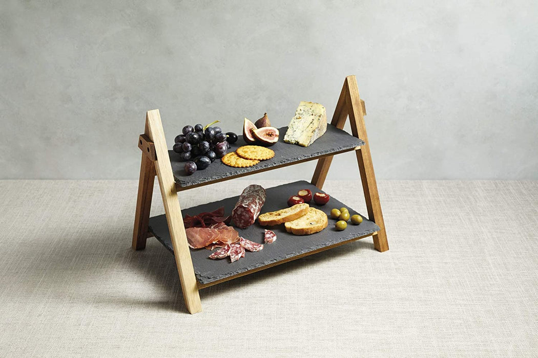 Mehrstufige Servierplatten in Geschenkschachtel, Akazienholz, 40 x 30 x 25 cm