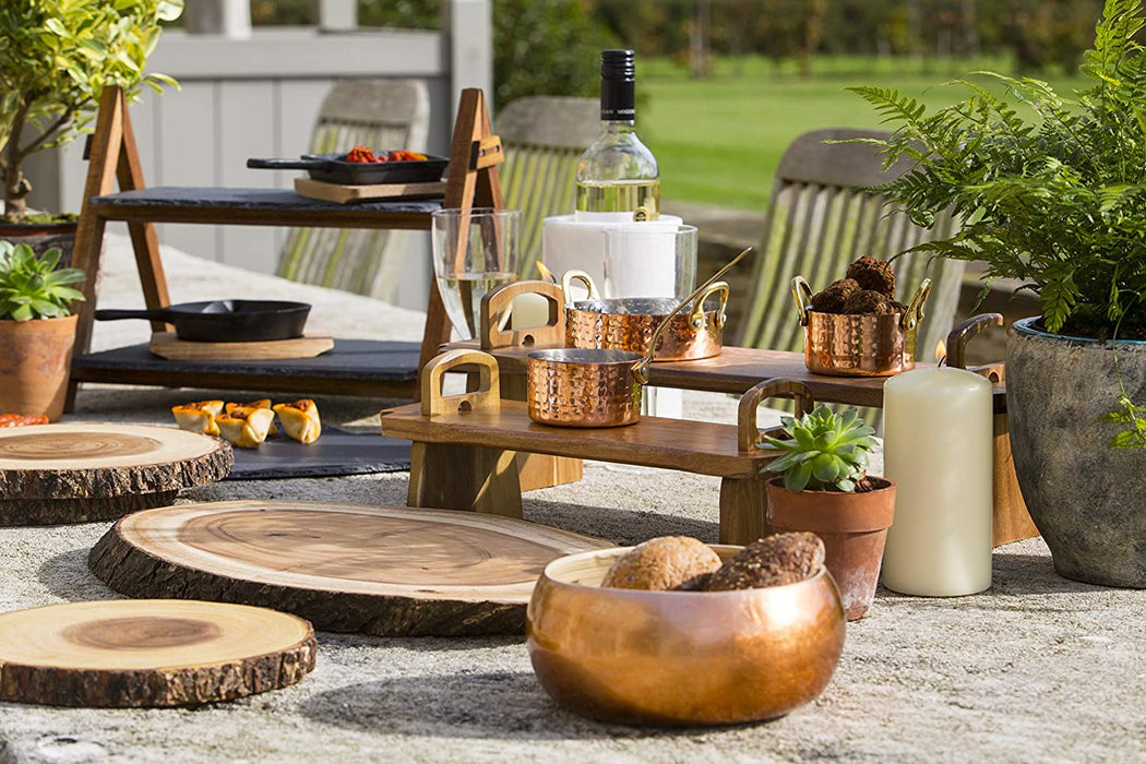 Mehrstufige Servierplatten in Geschenkschachtel, Akazienholz, 40 x 30 x 25 cm