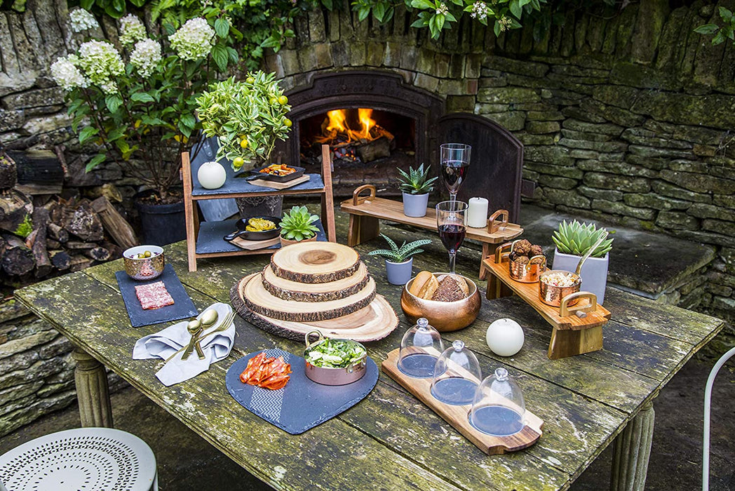 Mehrstufige Servierplatten in Geschenkschachtel, Akazienholz, 40 x 30 x 25 cm