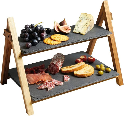 Mehrstufige Servierplatten in Geschenkschachtel, Akazienholz, 40 x 30 x 25 cm
