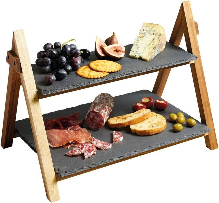 Mehrstufige Servierplatten in Geschenkschachtel, Akazienholz, 40 x 30 x 25 cm