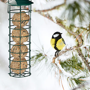 Meisenknödelhalter zum Aufhängen, Futterspender für Wildvögel, Futtersäule mit Dach, Eisen, 31 cm, dunkelgrün