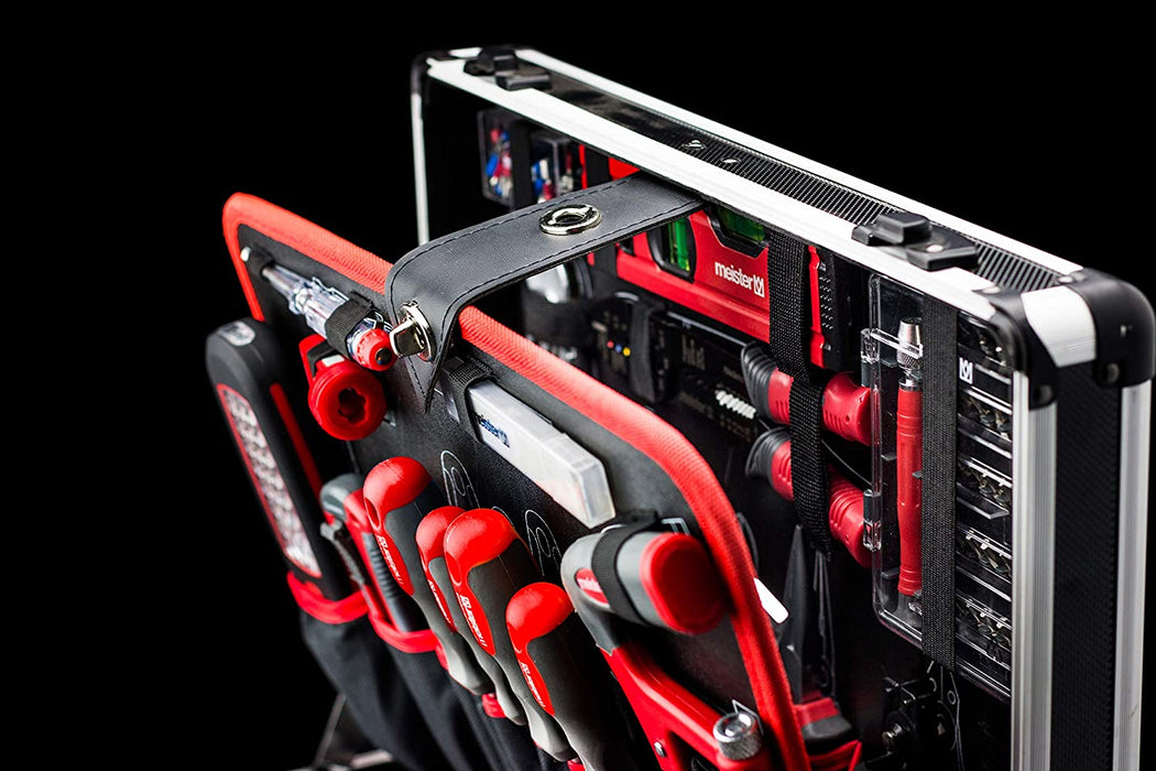 Werkzeugtrolley 156-teilig - Werkzeug-Set - Mit Rollen - Teleskophandgriff Profi Werkzeugkoffer befüllt  Werkzeugkiste fahrbar auf Rollen