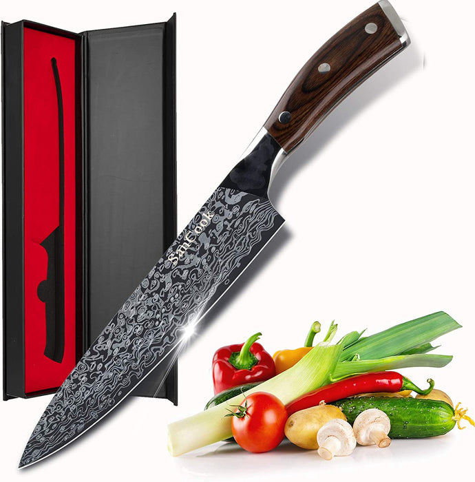 Messer Küchenmesser Kochmesser 20cm Profi Chefmesser Gemüsemesser Allzweckmesser aus Hochwertigem Carbon Deutsch EN1. 4116 Edelstahl