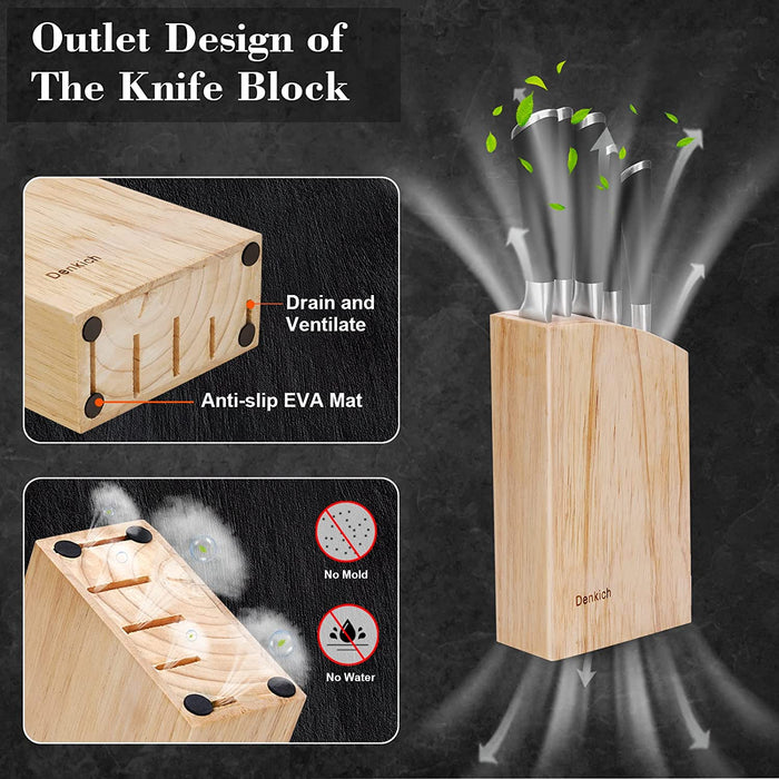 Messerblock, 6-TLG Küchenmesser Set Scharf, 5 Verschiedene Messerset mit Block, Deutscher Präzisionsklingen aus Rostfreiem Edelstahl