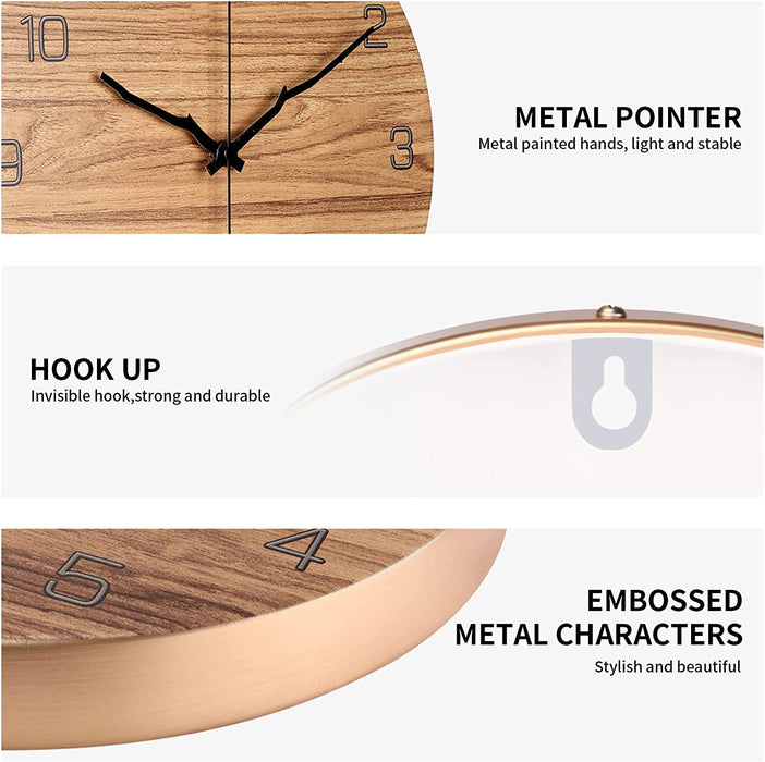 Metall Wanduhr, 30cm Wanduhr Groß, Wanduhr Ohne Tickgeräusche, Wanduhr Modern Wanduhren Vintage, Uhr Wand für Wohnzimmer, Schlafzimmer, Küche
