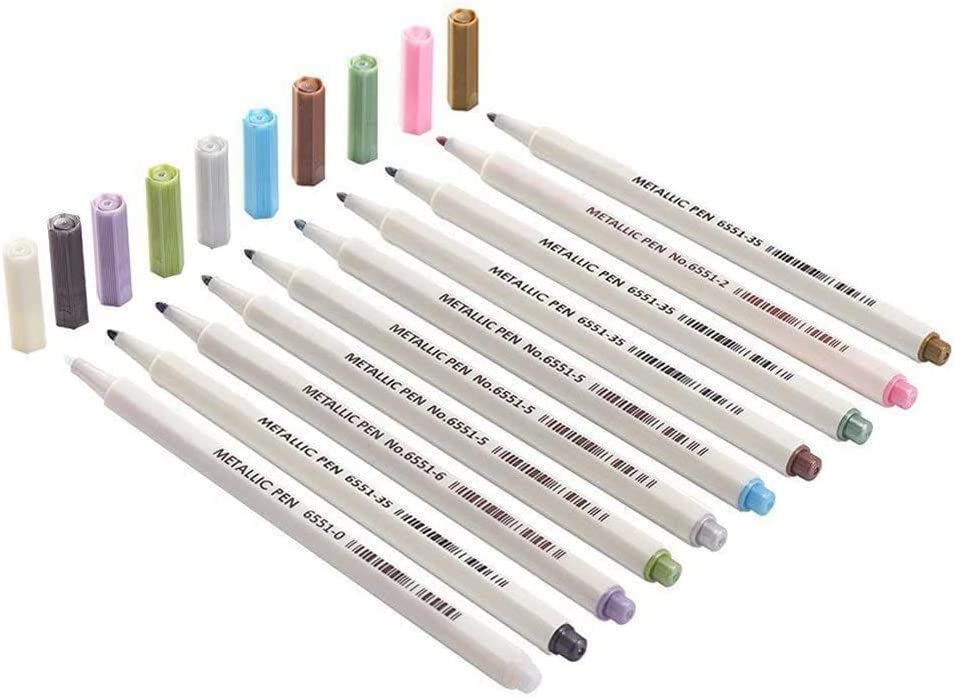 Metallic Marker Pens, 10 Farben Metallic Stifte, 1mm Feine Maker Stift für Fotoalbum Schwarze Seiten, Gästebuch Hochzeit, Bullet Journal, Fotobuch