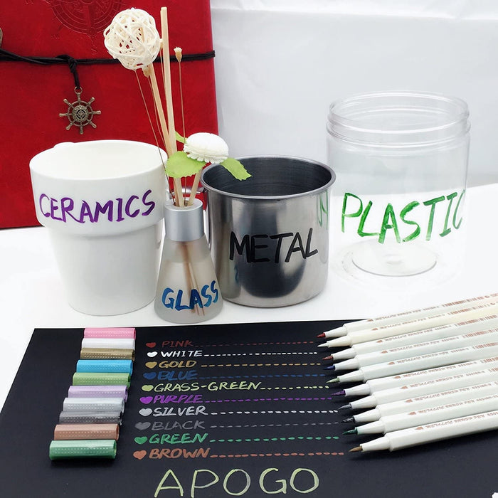 Metallic Marker Pens, 10 Farben Metallic Stifte, 1mm Feine Maker Stift für Fotoalbum Schwarze Seiten, Gästebuch Hochzeit, Bullet Journal, Fotobuch