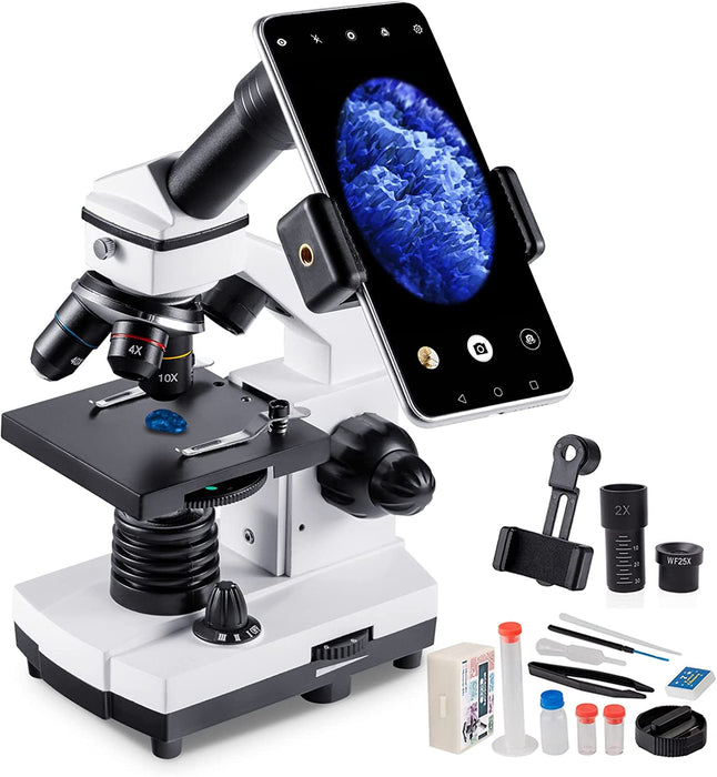 Mikroskop für Kinder Studenten, 100–2000x Vergrößerung, stark, biologisch, bildungstechnisches Mikroskop