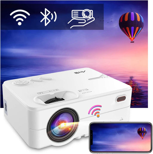 Mini Beamer WLAN Bluetooth - WiFi Beamer Wireless LED Beamer 300” Unterstützt 1080p Full HD Mini Projektor, Kompatibel mit PS4, X-Box, TV Stick Laptop iOS/Android Smartphone Projektor