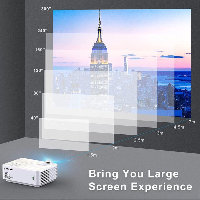 Mini Beamer, Native 720P Heimkino Beamer Unterstützt 1080P Full HD, 4500 Lumen Video Beamer mit 240'' Display, 60000 Stunden LED Projektor 