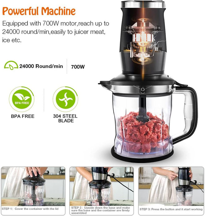 Mixer Smoothie Maker, 700 Watt Standmixer Smoothie Mixer, Multifunktion Smoothiemaker/ Fleisch Zerkleinerer/Ice Crusher /Kaffeemühle