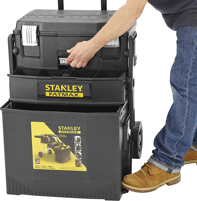 Mobile Arbeitsstation (54,9 x 73,3 x 41,3 cm, Schwerlasträder, automatische Sicherheitsverriegelung, einfahrbarer Teleskopgriff, seitliche Handgriffe)