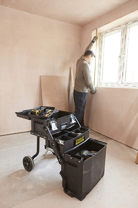 Mobile Arbeitsstation (54,9 x 73,3 x 41,3 cm, Schwerlasträder, automatische Sicherheitsverriegelung, einfahrbarer Teleskopgriff, seitliche Handgriffe)